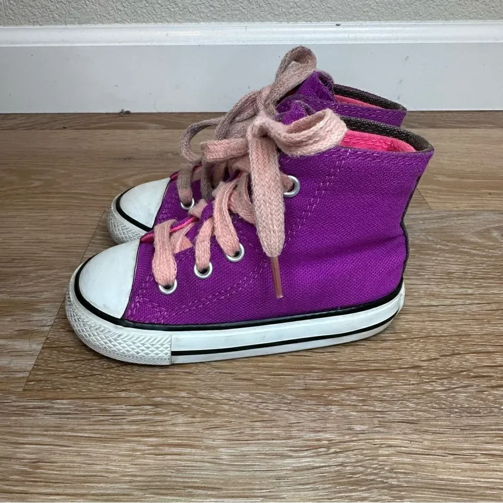 Converse High Top Purple Pink Girls Sneakers